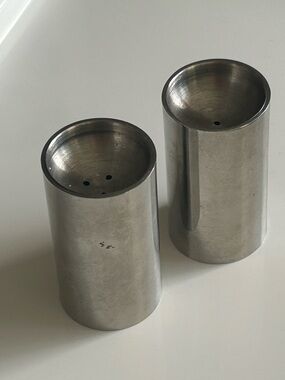 Small Stainless Steel Salt and Pepper Shakers - Brushed Silver